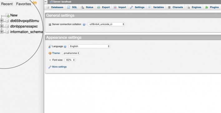 Select Database from PHPMyAdmin