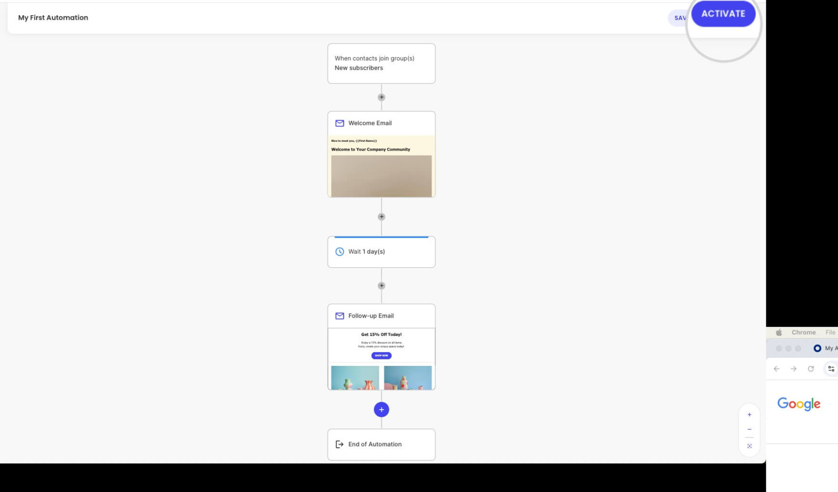 Activating automation in Email Marketing