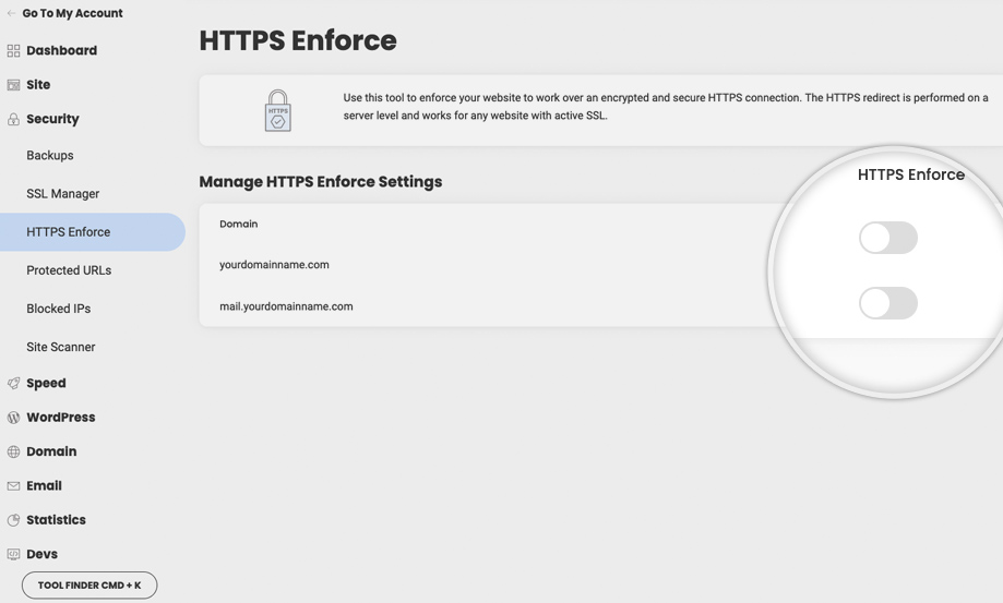 HTTPS Enforce in Site Tools