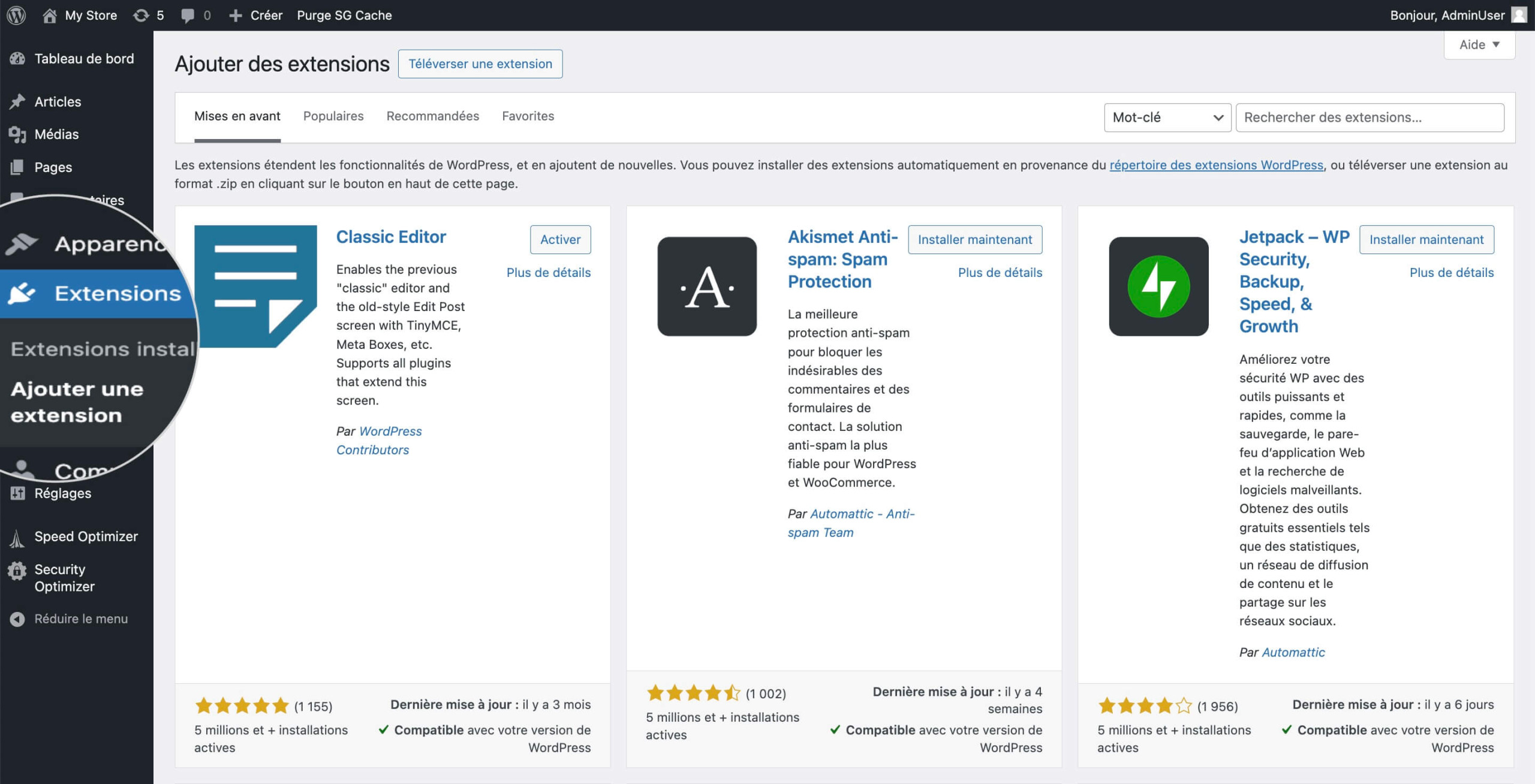Comment trouver le plugin E-mail Marketing depuis le tableau de bord de WordPress