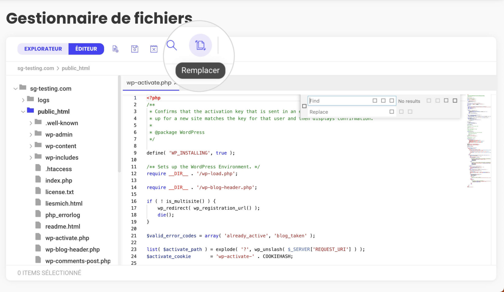 Fonction « Remplacer » du gestionnaire de fichiers pour remplacer les commandes obsolètes