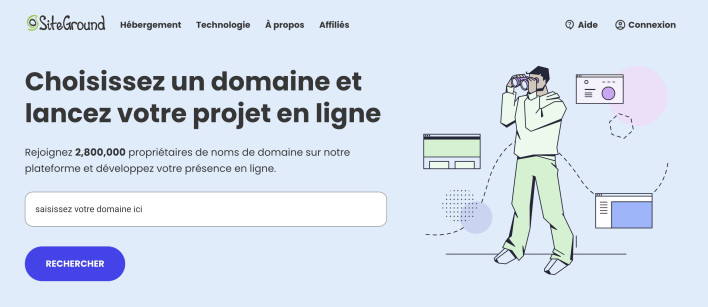 Capture d’écran du vérificateur de disponibilité de domaine de SiteGround