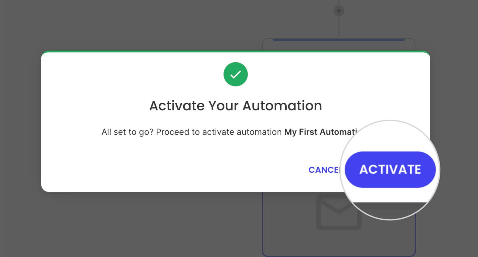 Confirming activation for an automation in Email Marketing