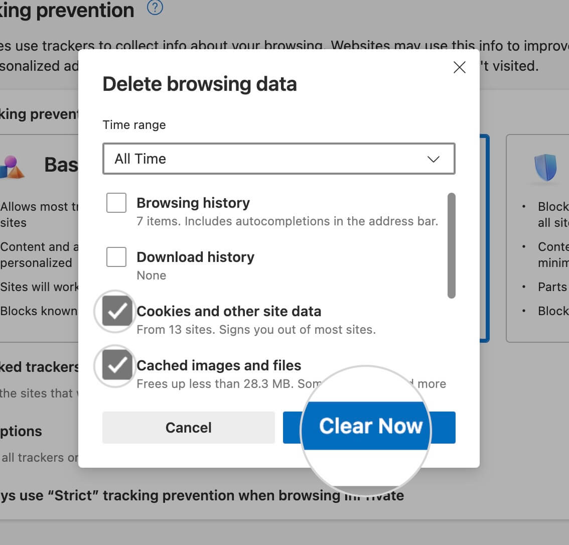How to clear cache on Edge