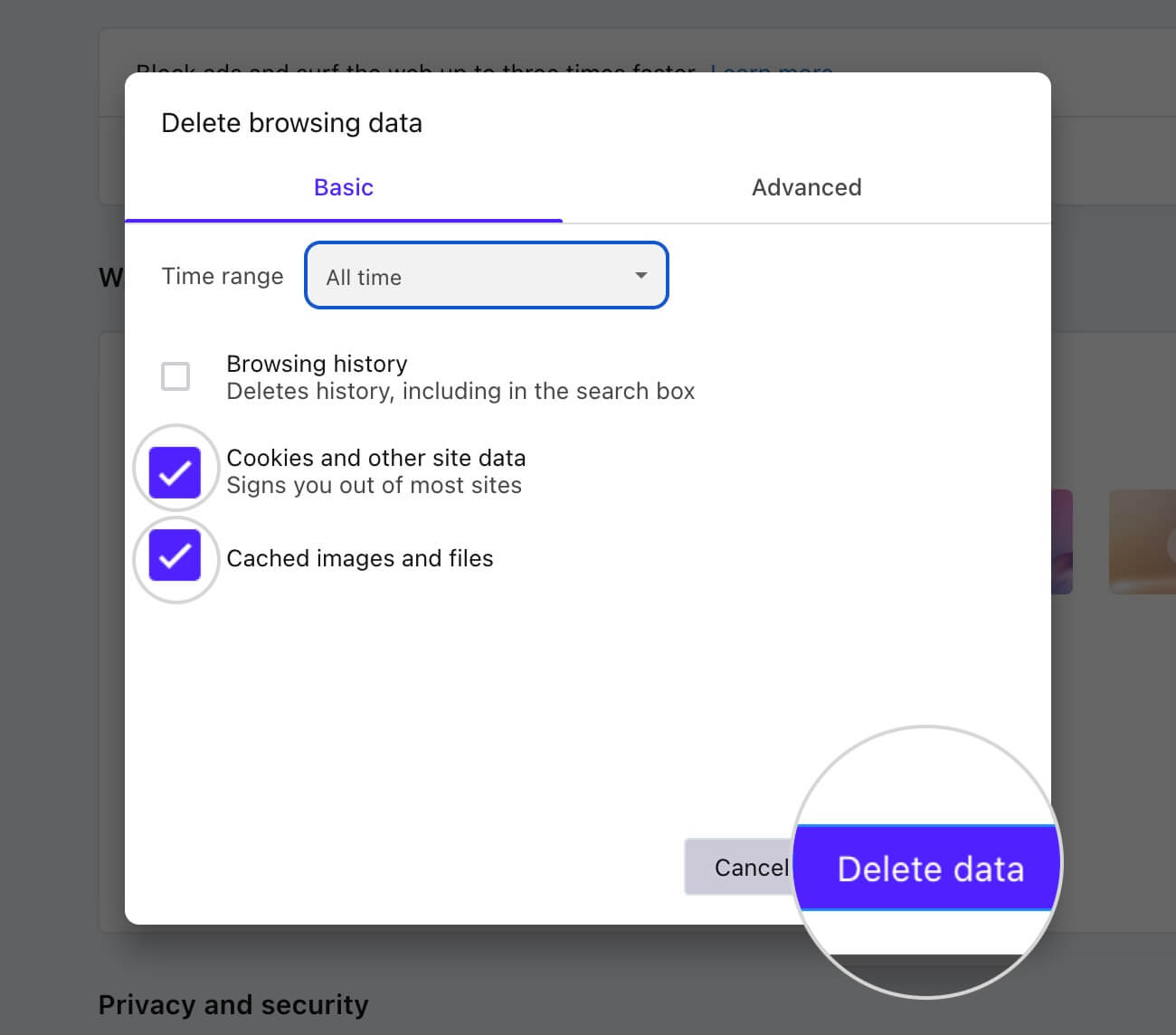 How to clear cache on Opera