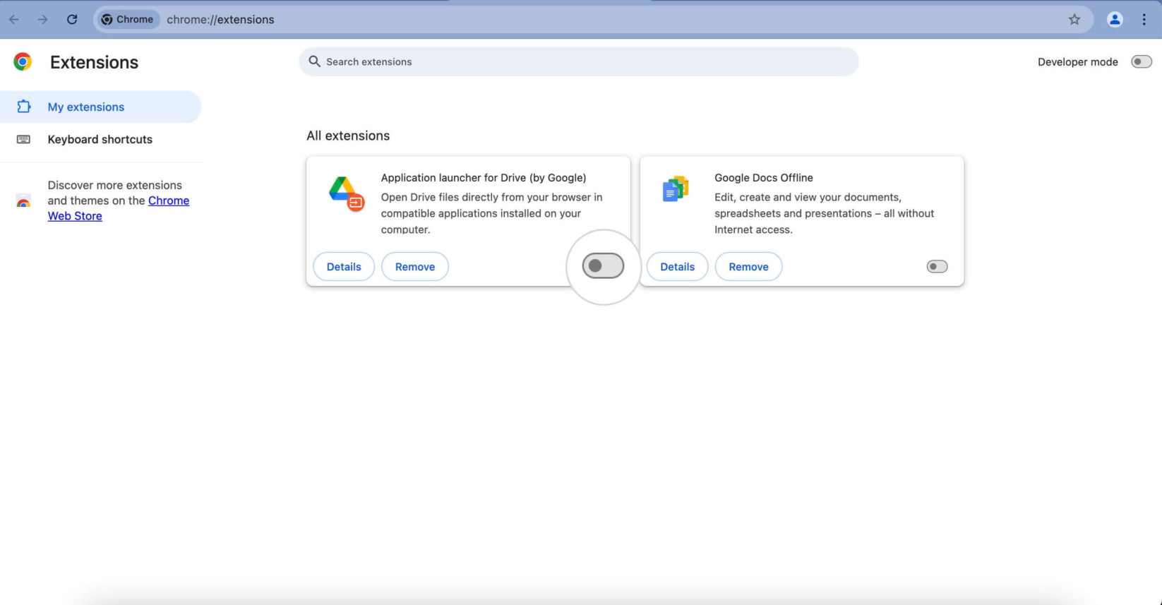 Extensions menu in Chrome