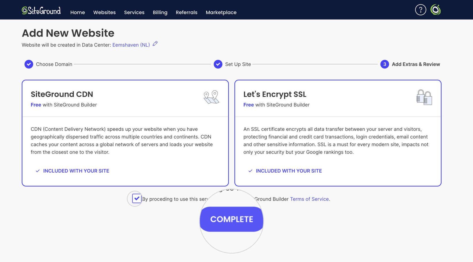 Finishing a SiteGround Site Builder setup