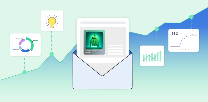 an email envelope with email marketing tips around it