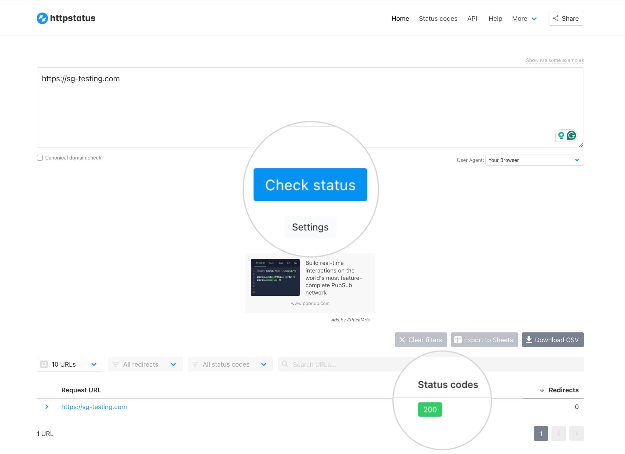 HTTP status checker