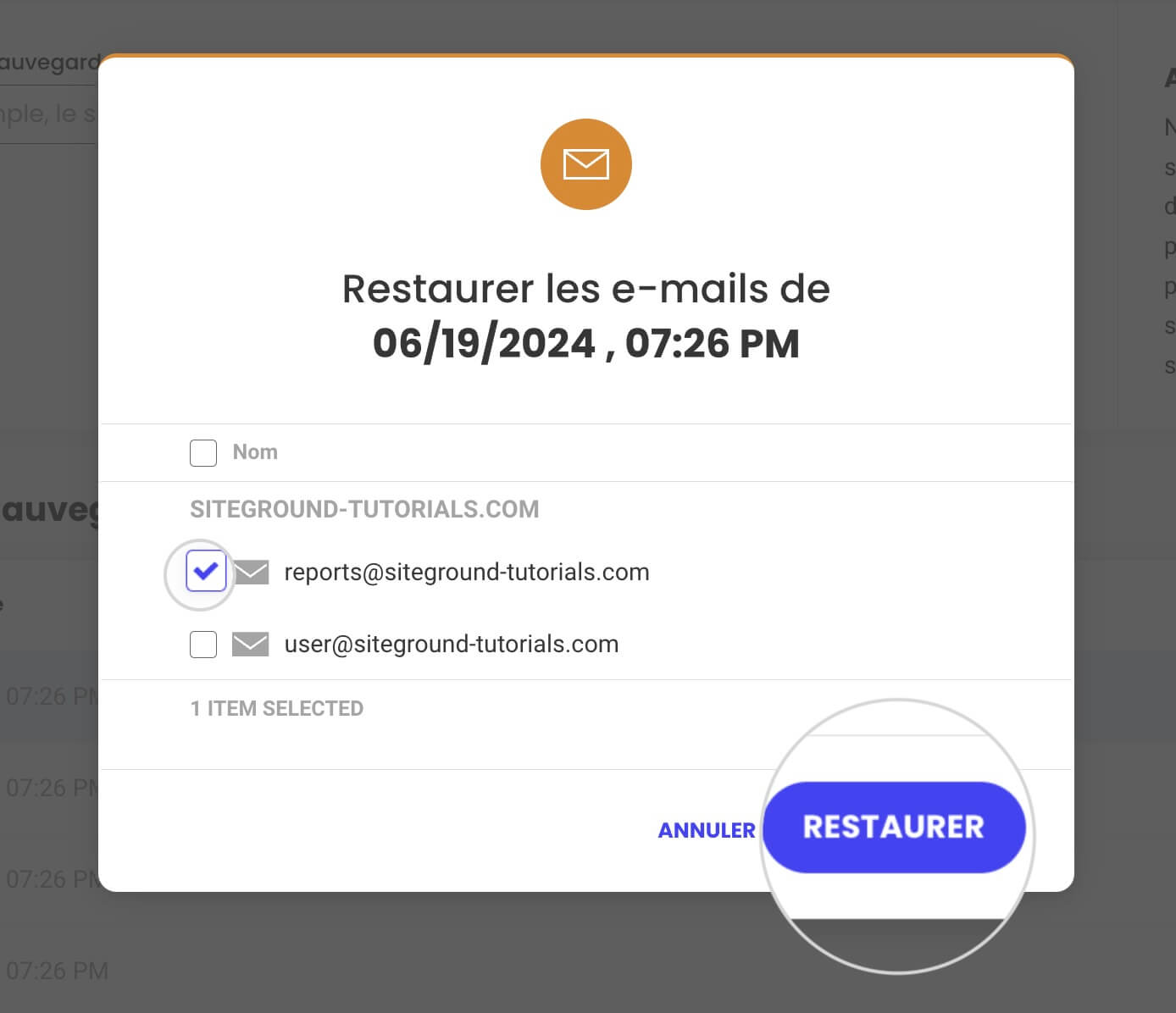 Comment restaurer les comptes de e-mail dans Site Tools