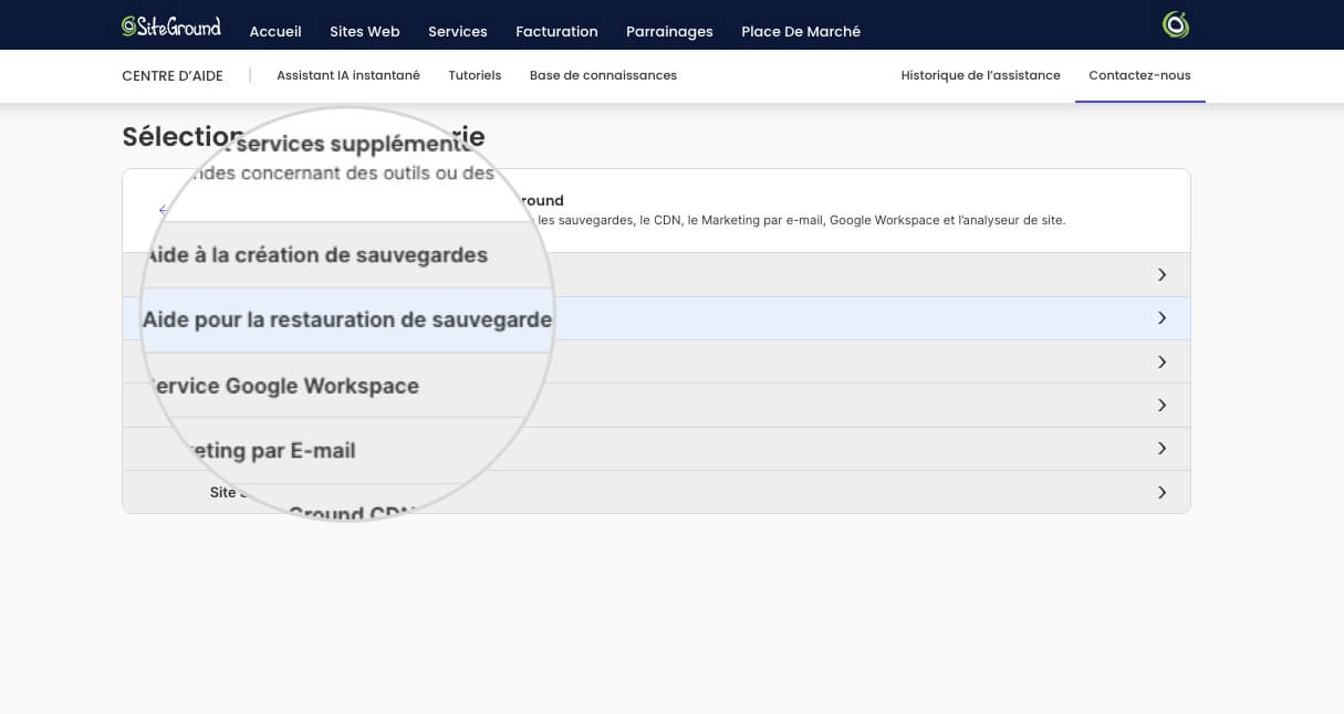 Comment restaurer une sauvegarde pour un site web Site Builder