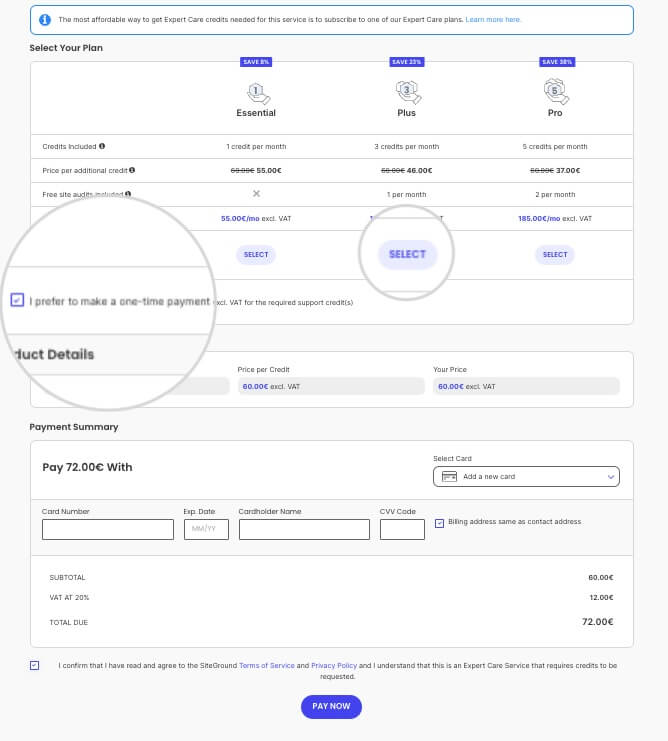 How to purchase an Expert Care Service