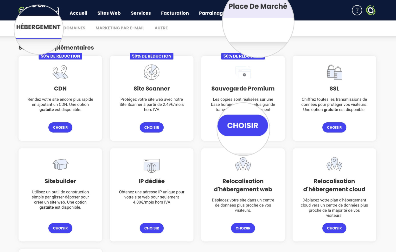 Comment acheter une Sauvegarde Premium depuis l'espace client de SiteGround