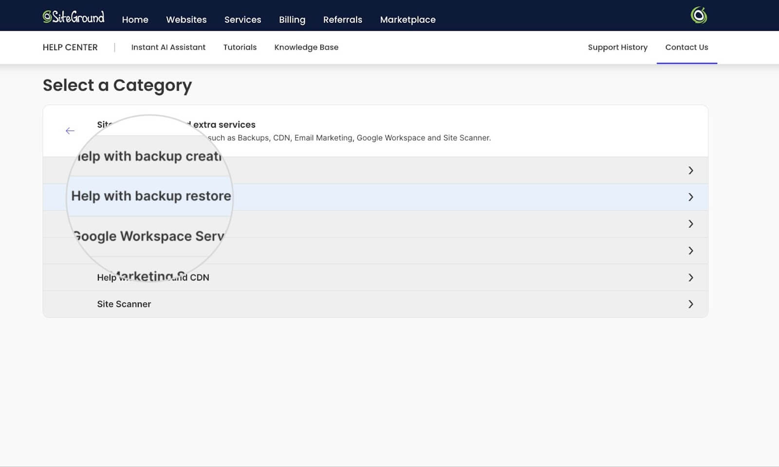 How to restore a backup for a Site Builder website