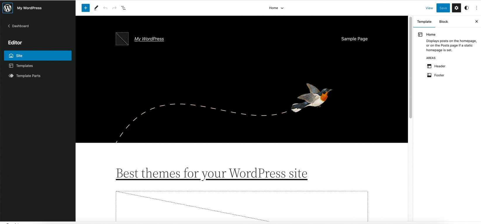Site Editor Home page WordPress