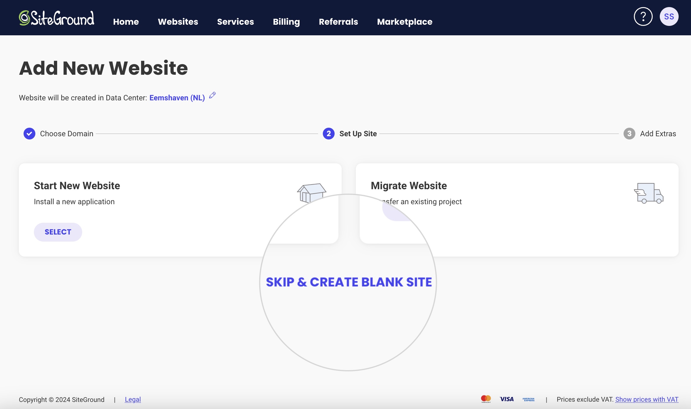 How to create an empty site 