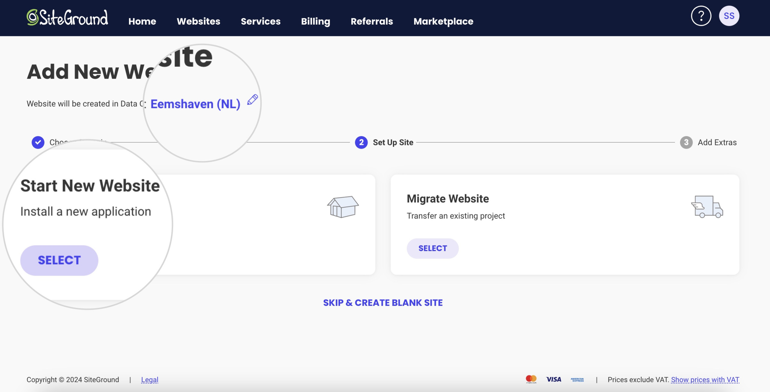 How to create a new website with the SiteGround Setup Wizard