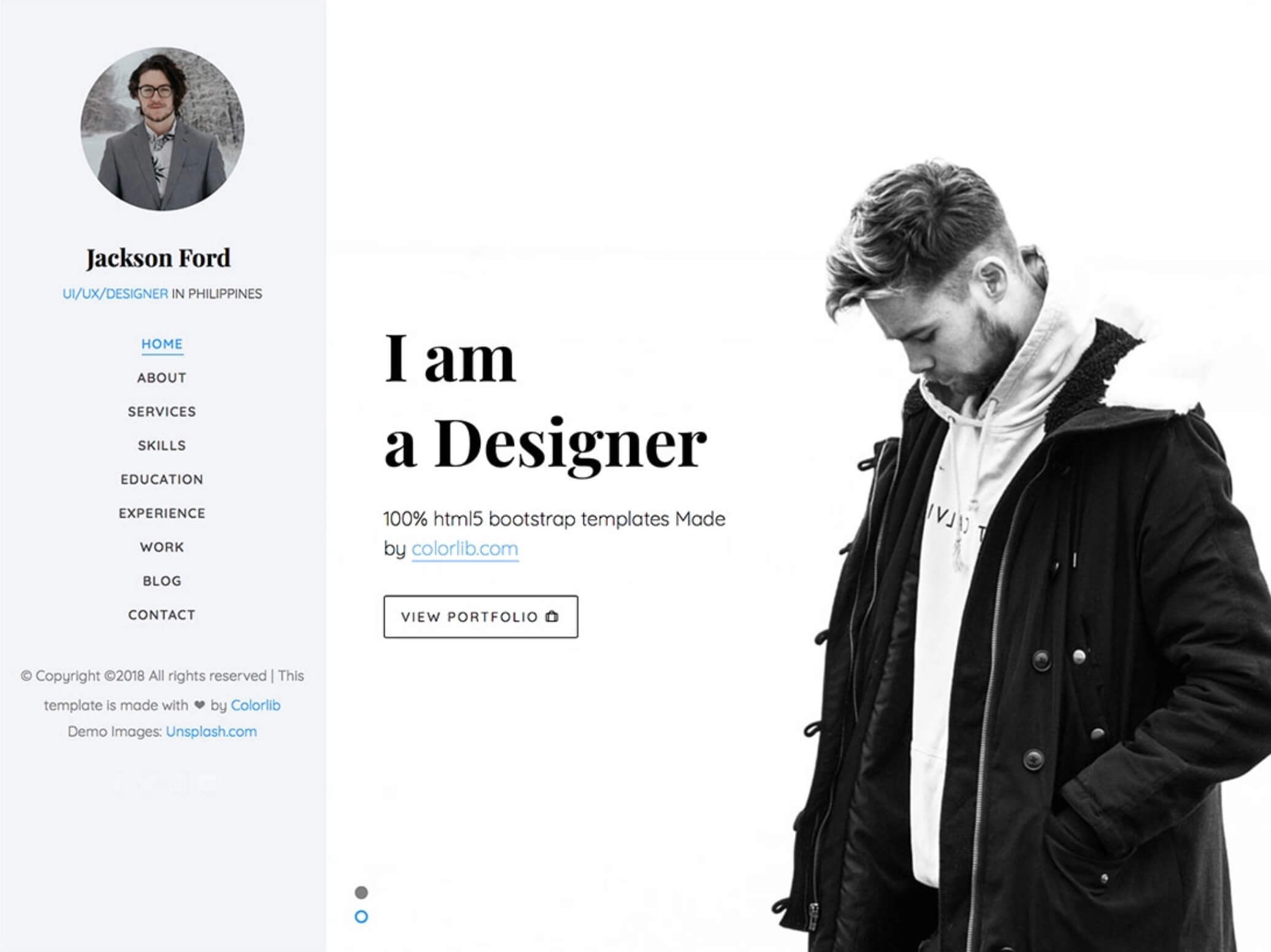 A screenshot of a personal portfolio static website