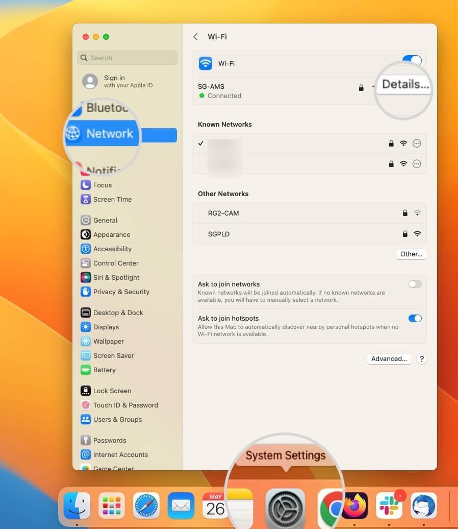 System Settings in macOS
