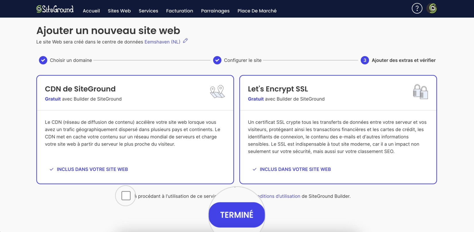 Terminer la configuration de SiteGround Site Builder 