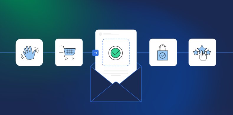 transactional email in the middle and icons around it