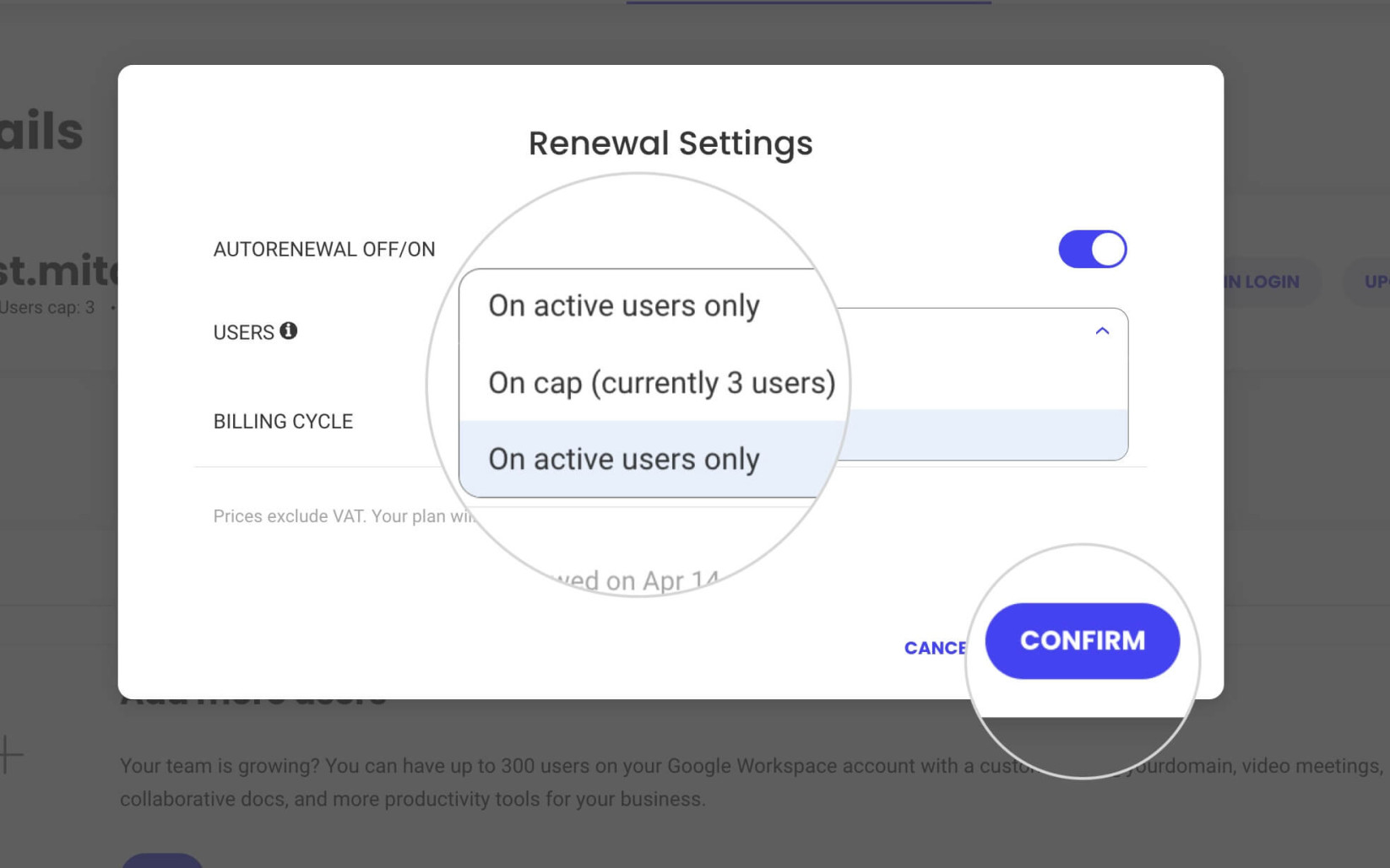 How to reduce the number of users in Google Workspace