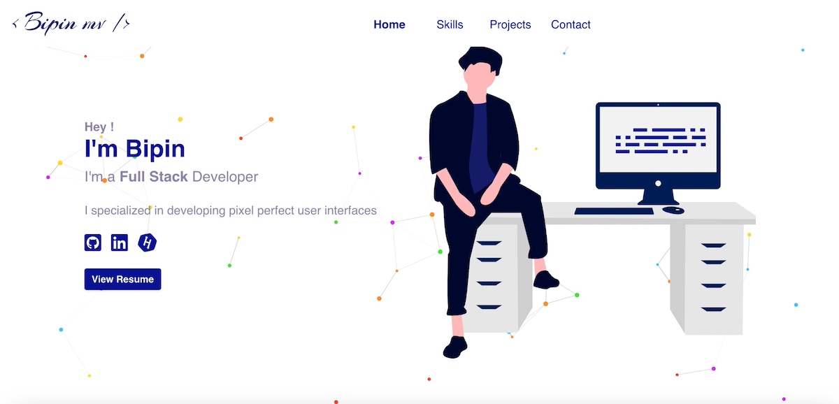 Web developer portfolio page Bipin MV