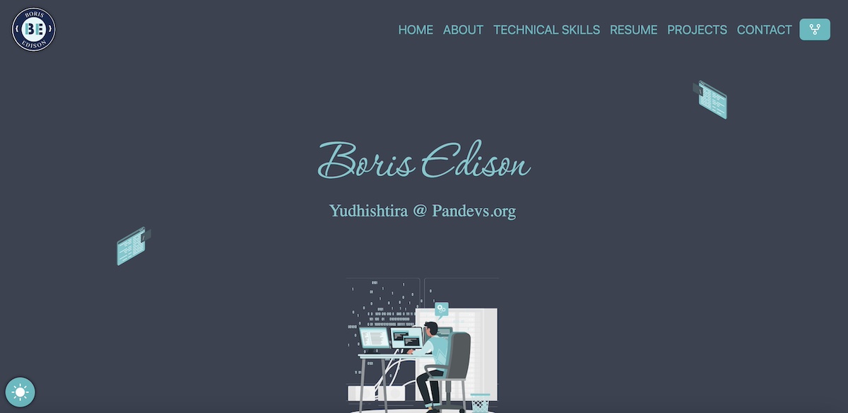 Web developer portfolio page for Boris Edison