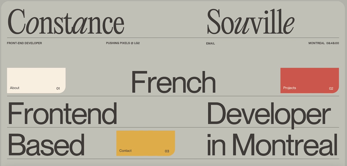 Web developer portfolio page for Constance Souville