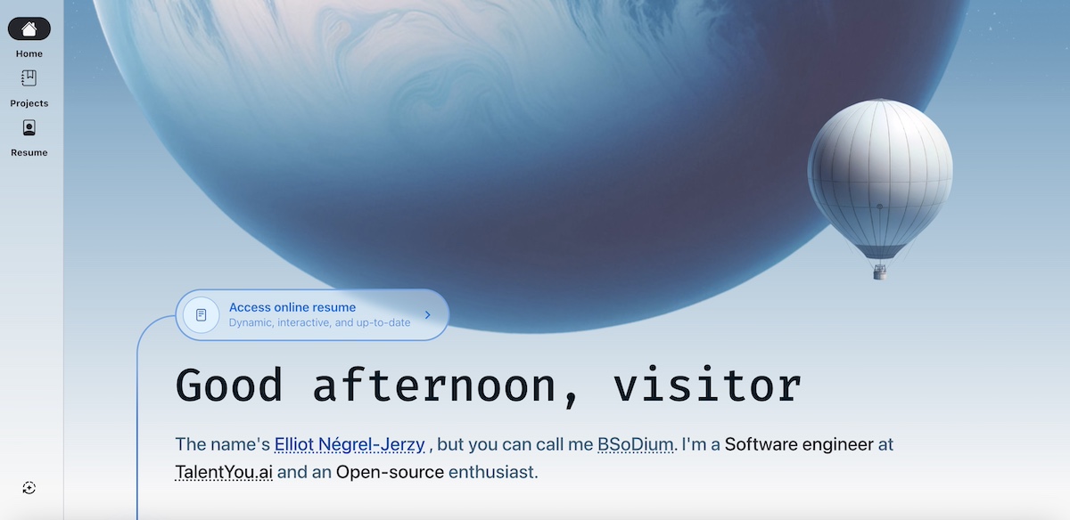 Web developer portfolio page for Elliot Négrel Jerzy