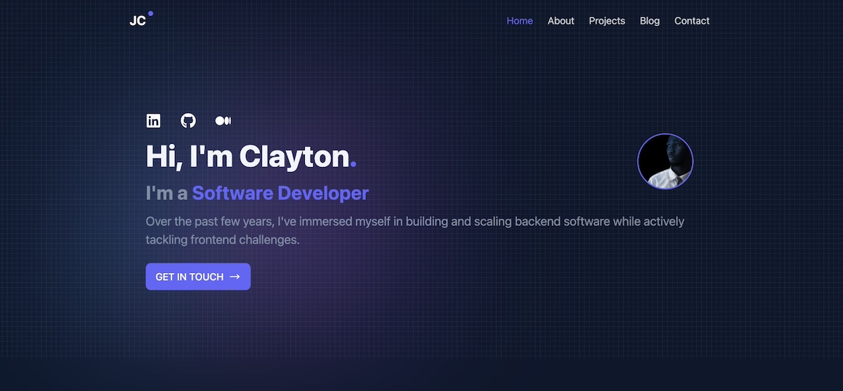 Web developer portfolio page for John Clayton Blanc