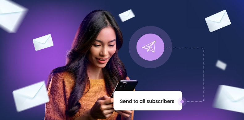 Header image showing a girl surrounded by emails