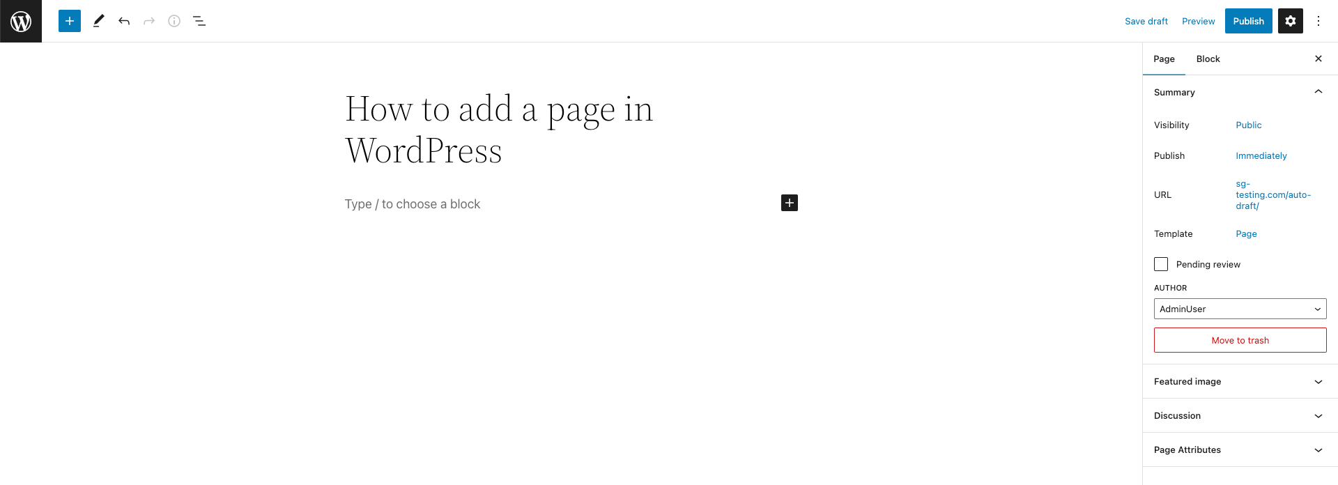 Add a page title in WordPress