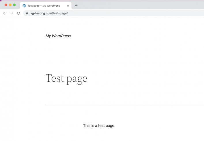 Check the webpage's URL - Test page