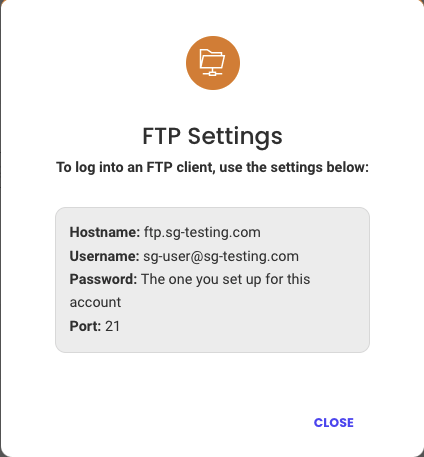 FTP credentials' details
