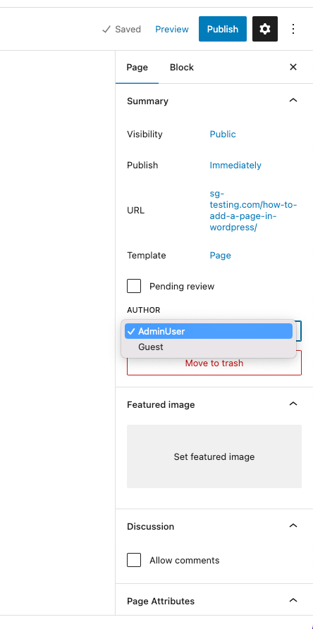 How to choose the page's author