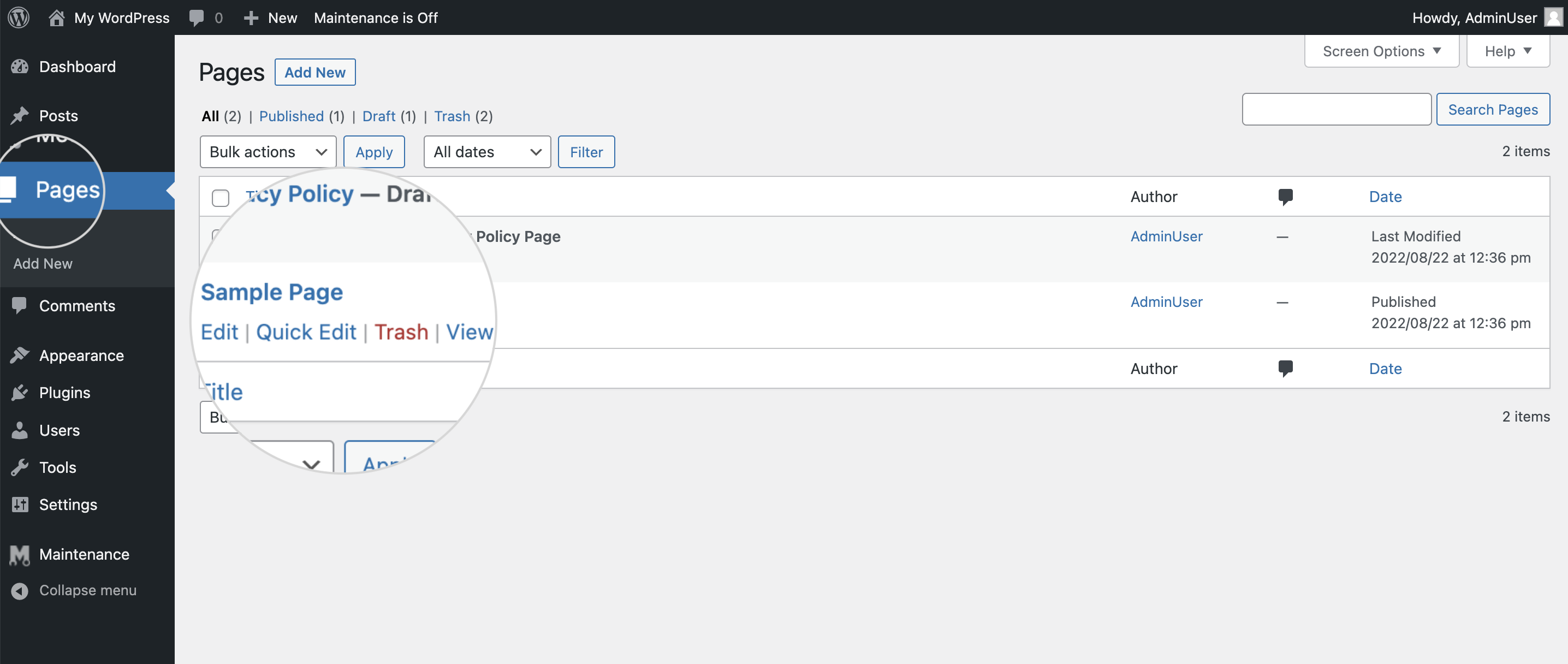 How to edit pages in WordPress