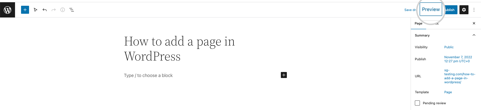 How to preview a new page