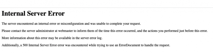 Generic page for "Internal Server Error"